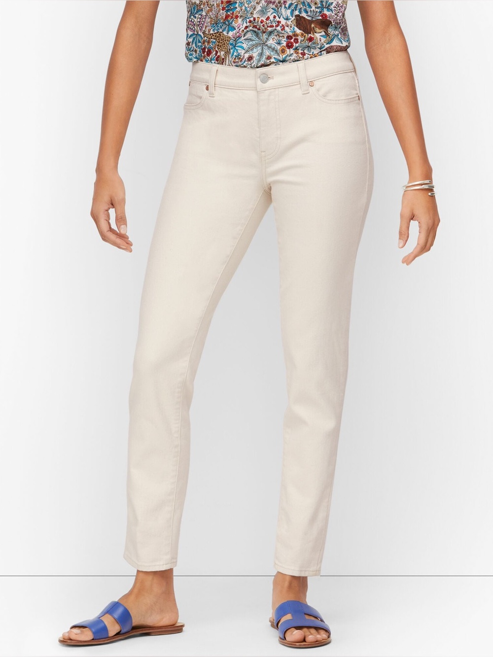 Talbots Cream Denim Straight-Leg Ankle Jeans 8P